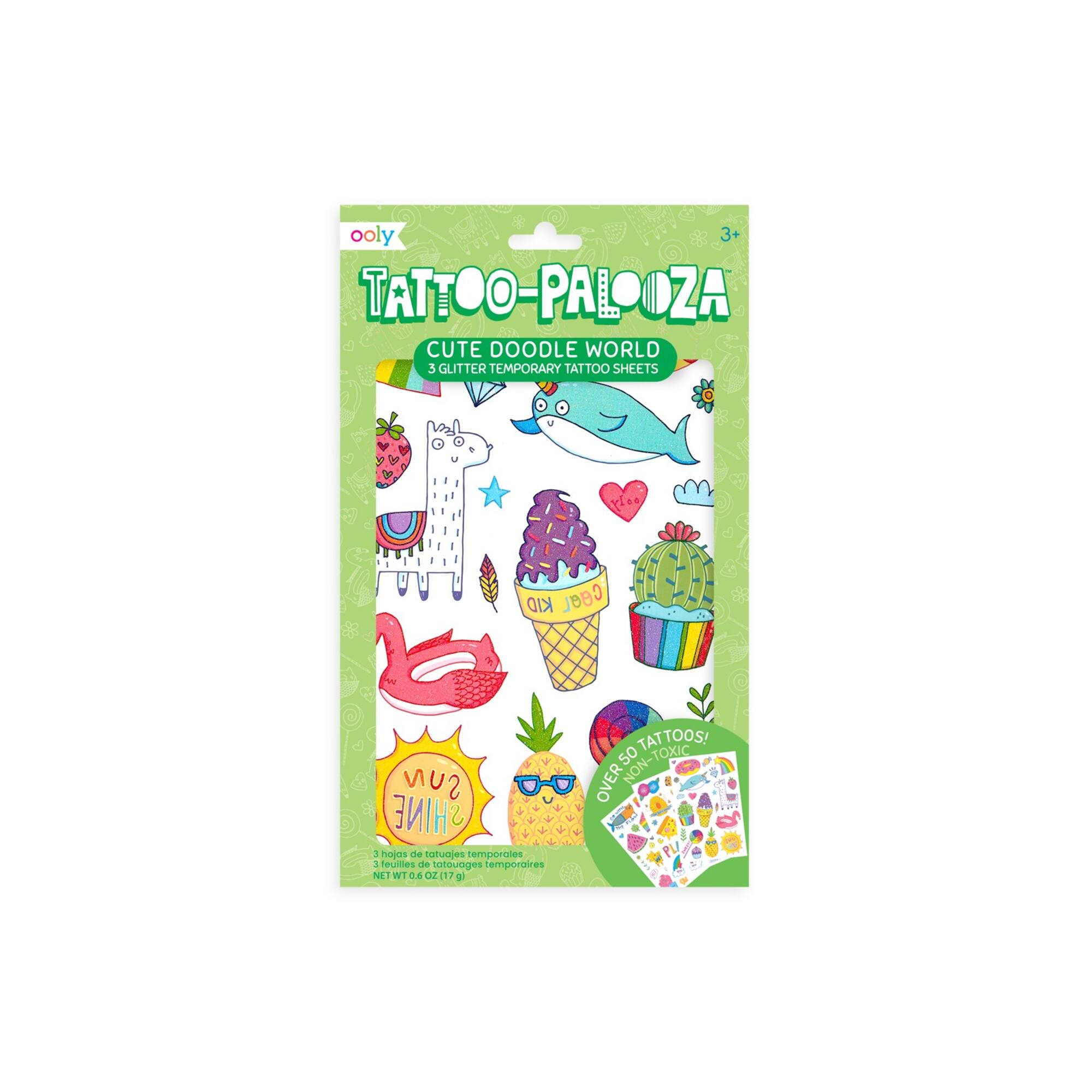 OOLY Tattoo Palooza Cute Doodle World Temporary Tattoo Sheets